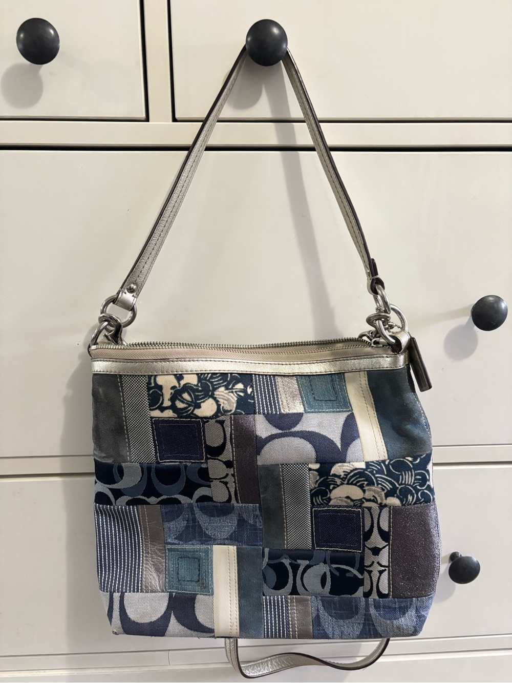 Coach Signature Denim Patchwork Shoulder Bag